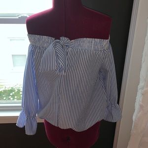Striped off the shoulder top